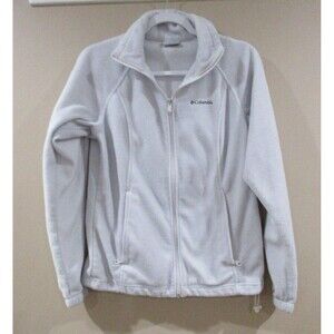 Columbia Fleece Full Zip Jacket Women Med Light Blue Long Sleeve